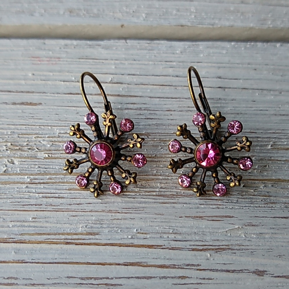 🌹 Rose Swarovski Crystal Snowflake EARRINGS